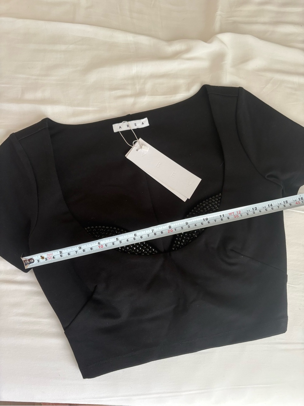 NWT Area Crystal Cup Black T Shirt Top XS - Picture 14 of 16